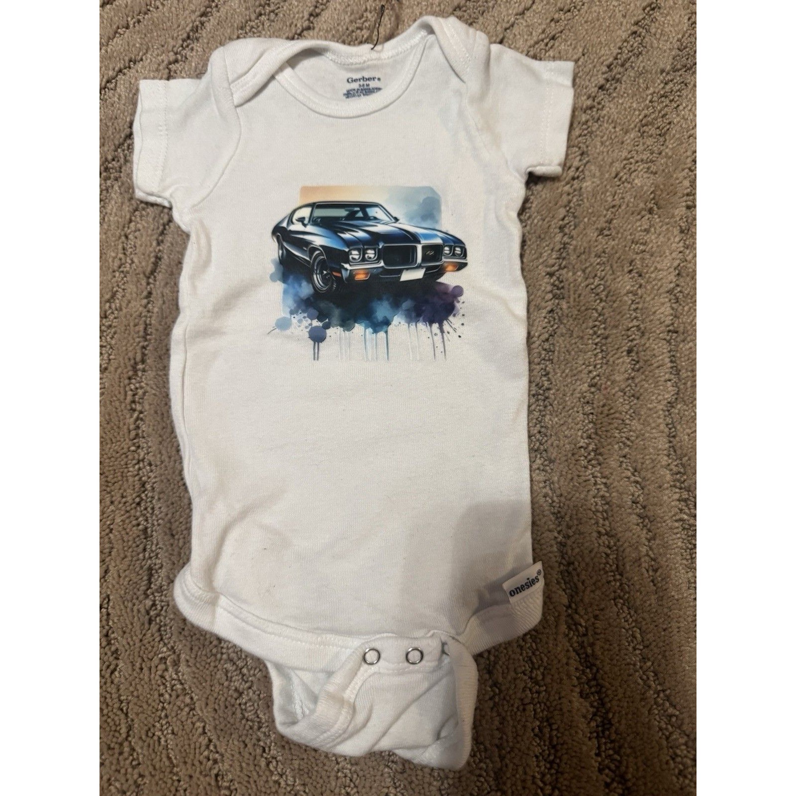 Funny 3 To 6 Month Baby Hotrod Onesie Gerber Unisex Snap Button